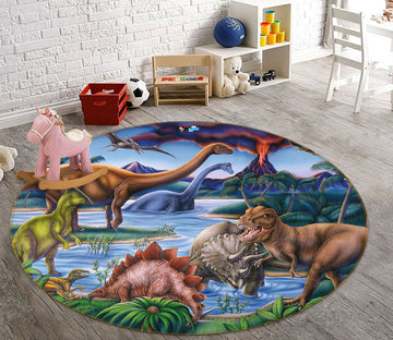 3D Dinosaur 72258 Round Non Slip Rug Mat