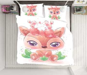 3D Cartoon Cute Deer 59040 Bed Pillowcases Quilt