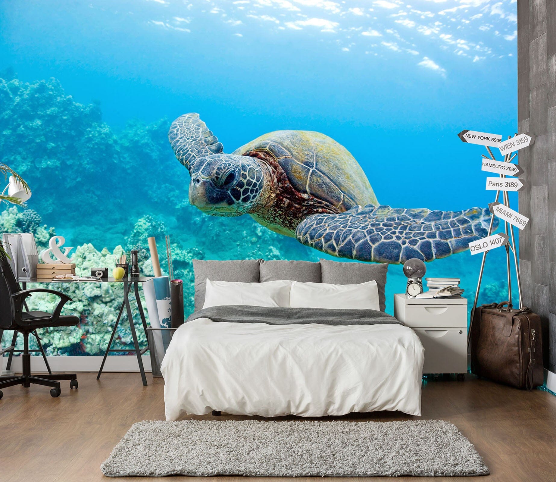 3D Sea Turtle 122 Wall Murals Wallpaper AJ Wallpaper 2 