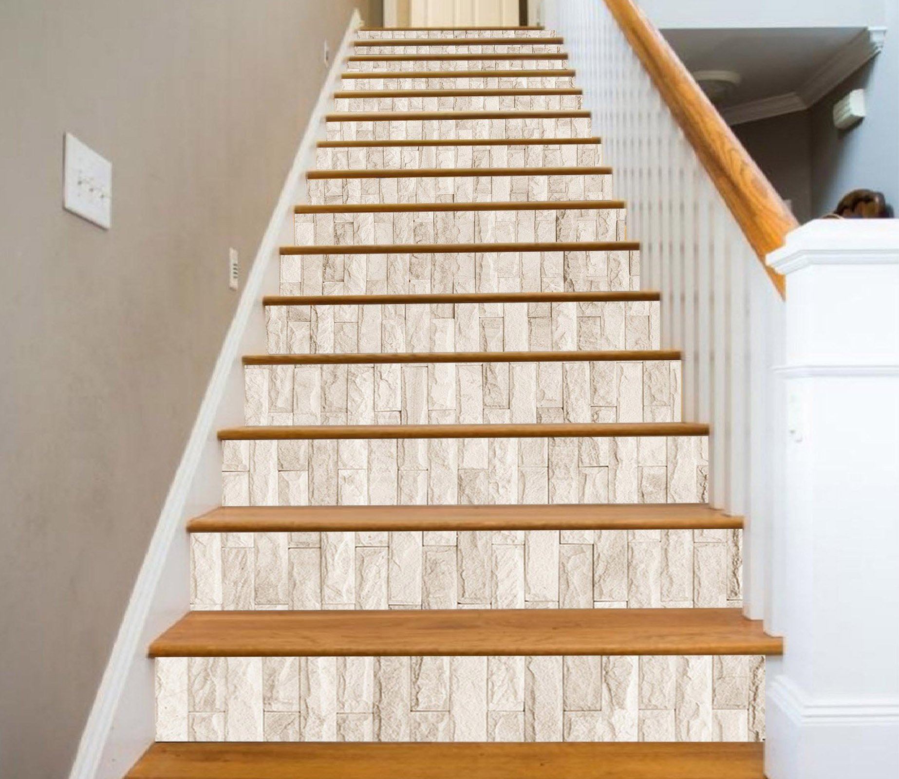 3D Vintage Rectangular Brick 658 Marble Tile Texture Stair Risers Wallpaper AJ Wallpaper 