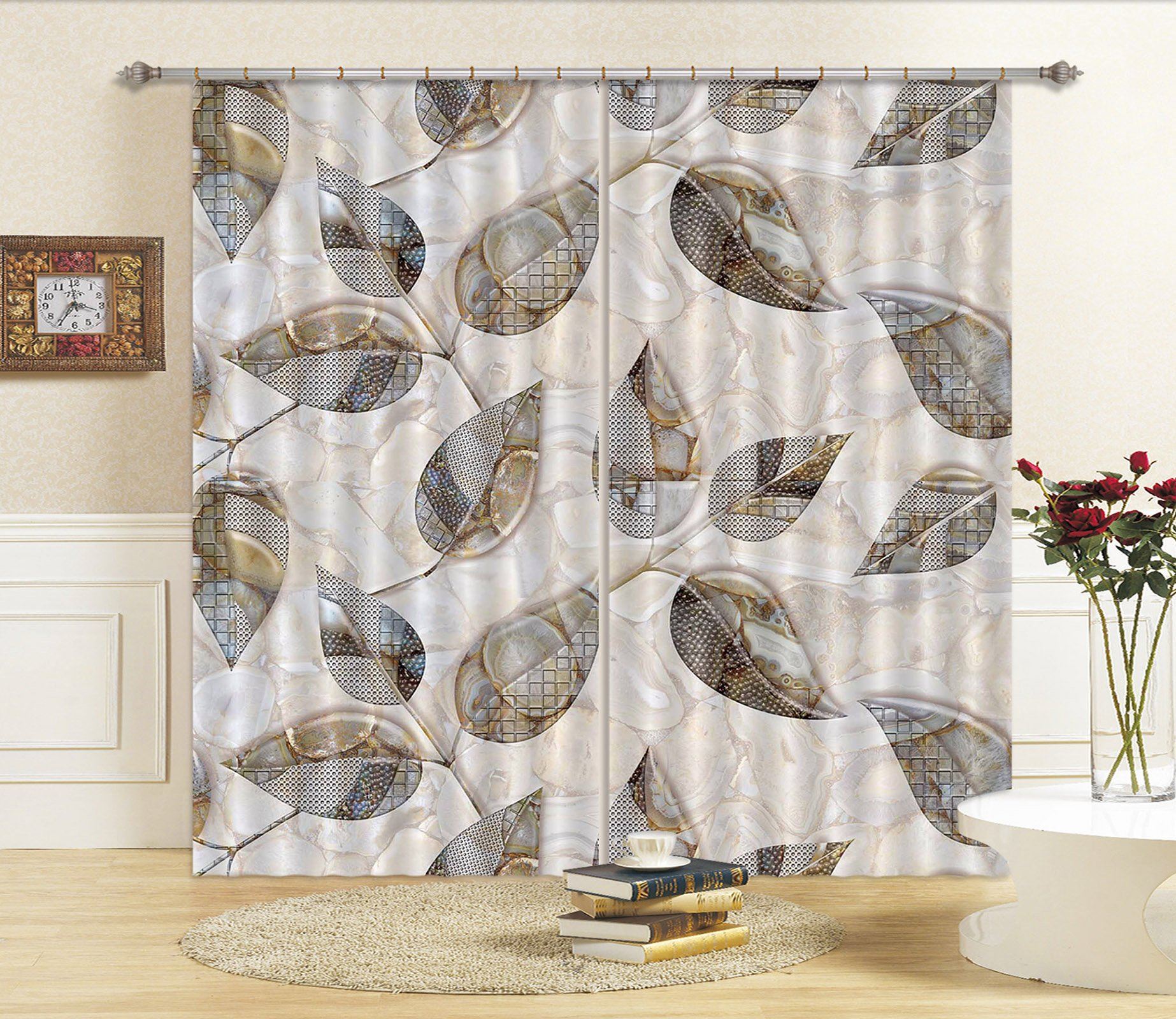 3D Leaf Shape Pattern 52 Curtains Drapes Curtains AJ Creativity Home 