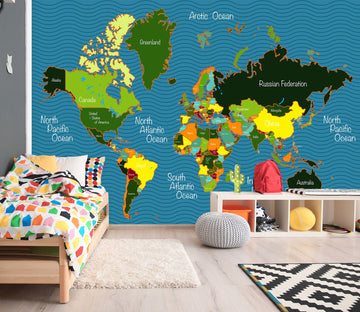 3D Color Painting 2144 World Map Wall Murals