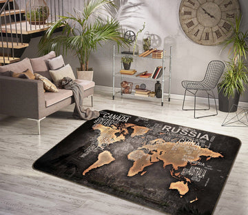 3D Golden Clouds 205 World Map Non Slip Rug Mat Mat AJ Creativity Home 