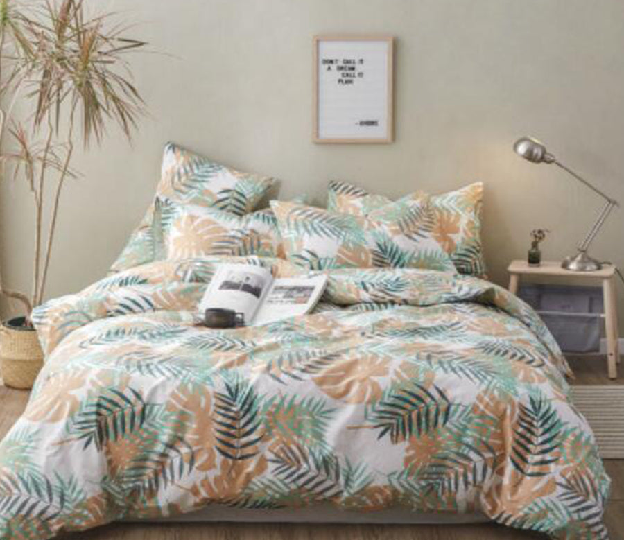 3D Brown Green Leaves 15181 Bed Pillowcases Quilt