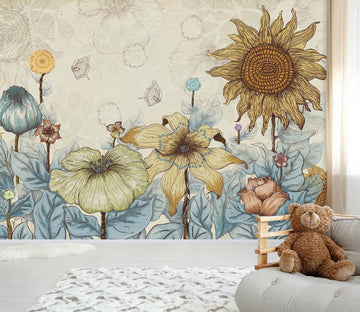 3D Sunflower Rose 016 Wall Murals Wallpaper AJ Wallpaper 2 