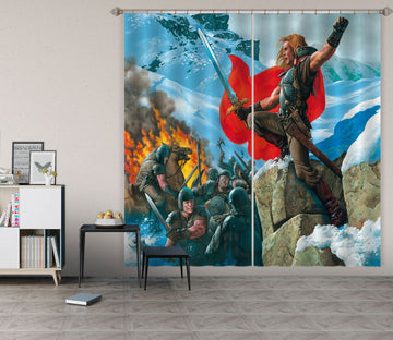 3D Snow Mountain Fighting Soldier 7178 Ciruelo Curtain Curtains Drapes