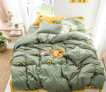 3D Green Avocado 20120 Bed Pillowcases Quilt