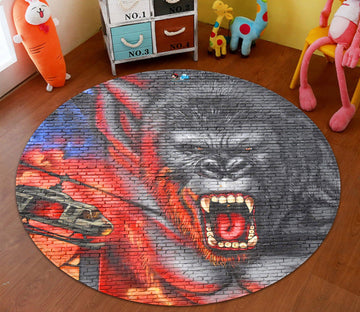 3D Chimpanzee 394 Round Non Slip Rug Mat Mat AJ Creativity Home 