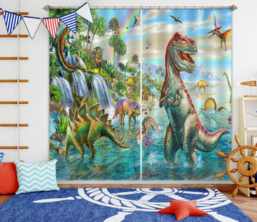 3D Dinosaur Falls 058 Adrian Chesterman Curtain Curtains Drapes Curtains AJ Creativity Home 