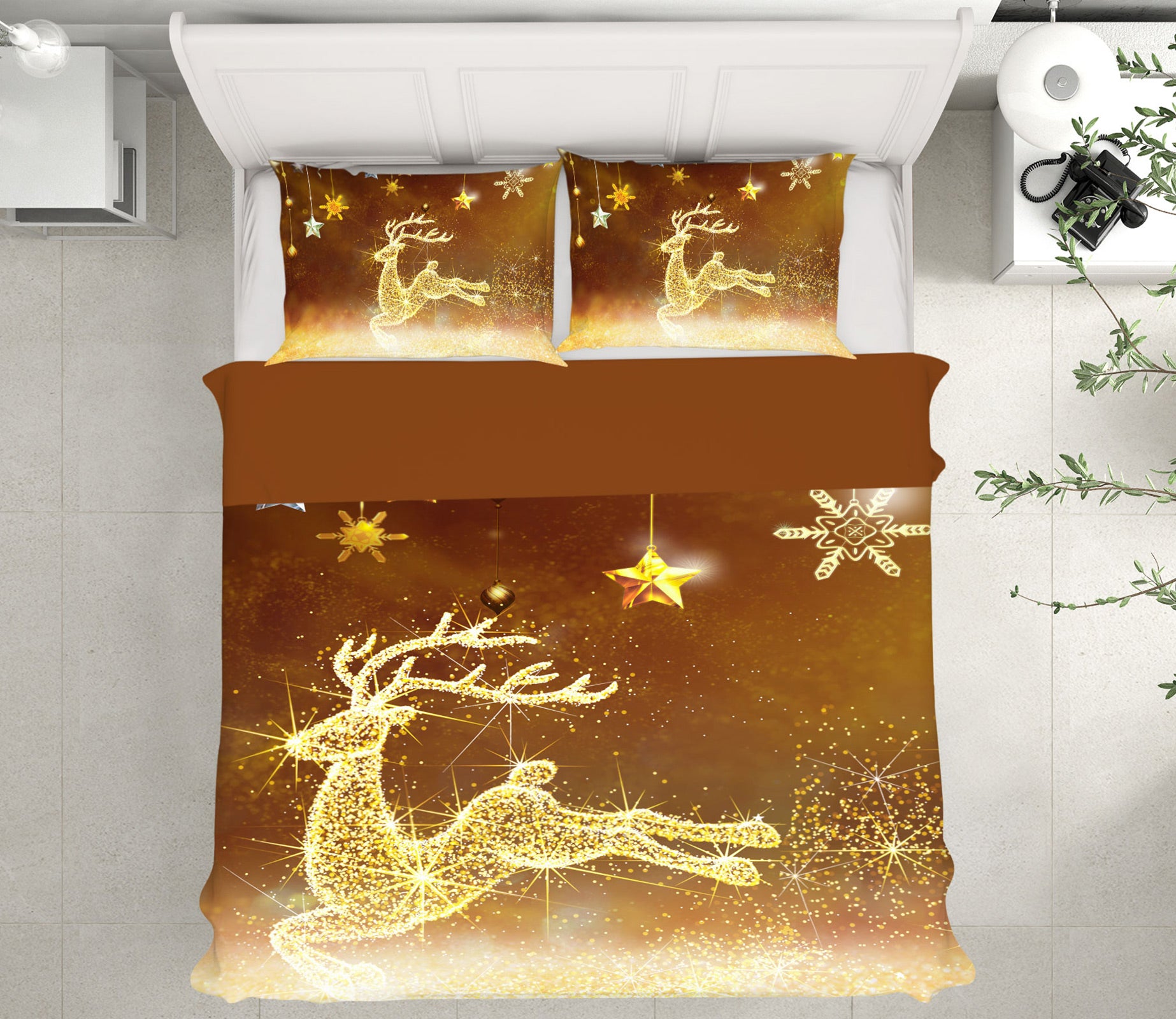 3D Golden Deer 13080 Bed Pillowcases Quilt
