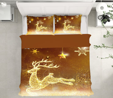 3D Golden Deer 13080 Bed Pillowcases Quilt