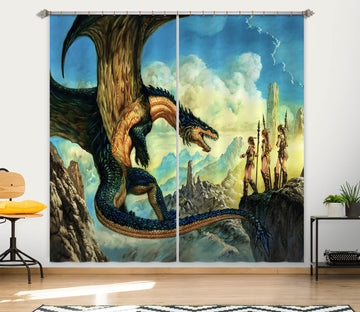 3D Dragon Female Soldier 8007 Ciruelo Curtain Curtains Drapes