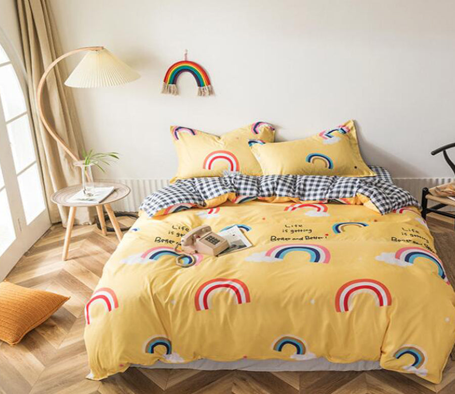 3D Yellow Bottom Little Rainbow 13162 Bed Pillowcases Quilt
