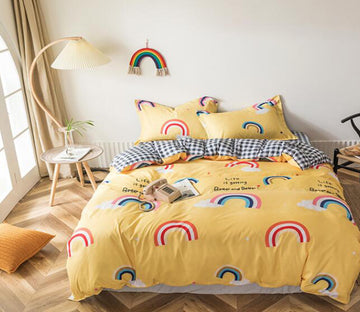 3D Yellow Bottom Little Rainbow 13162 Bed Pillowcases Quilt