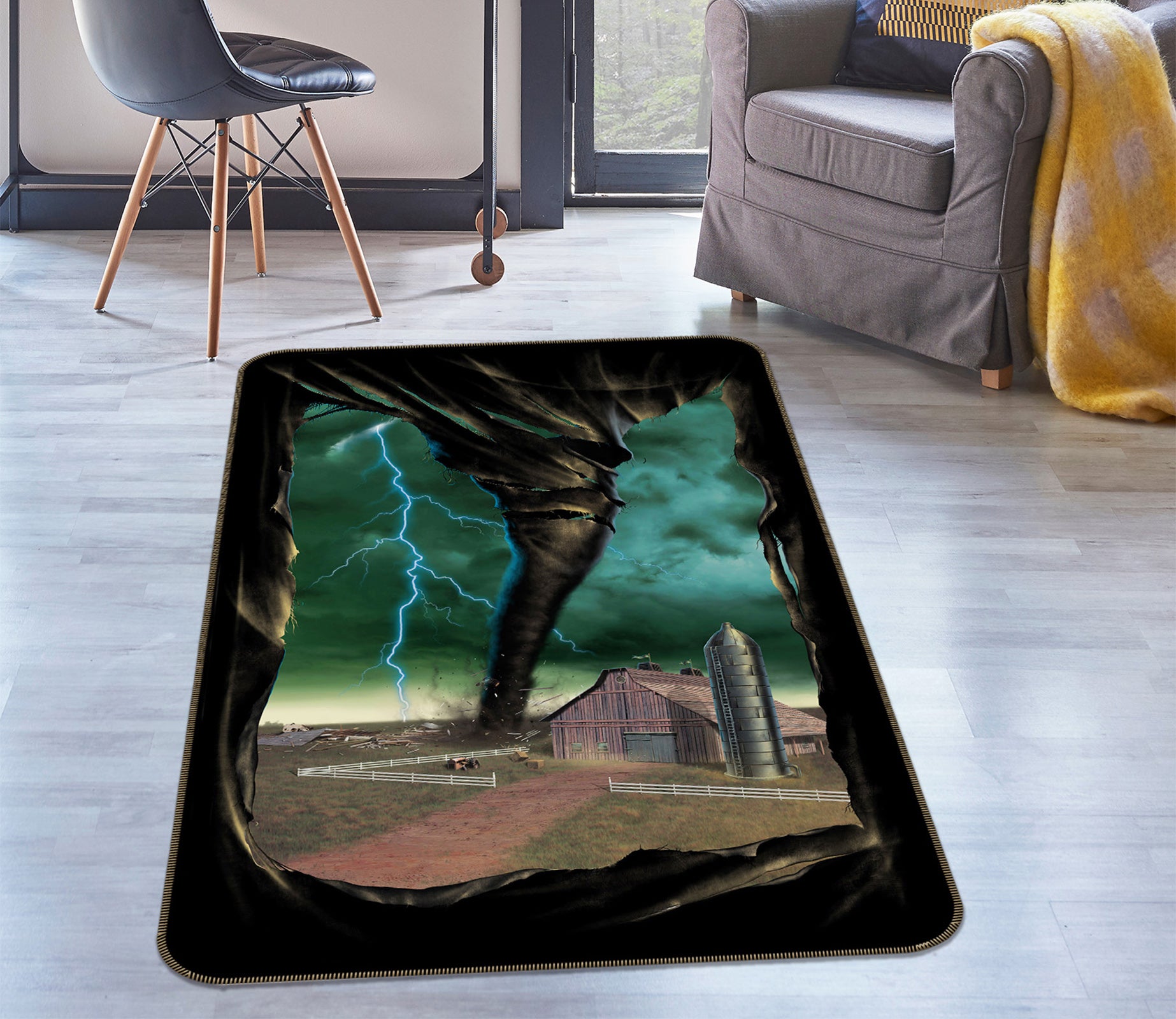 3D Tornado Breakthrough 84267 Vincent Hie Rug Non Slip Rug Mat