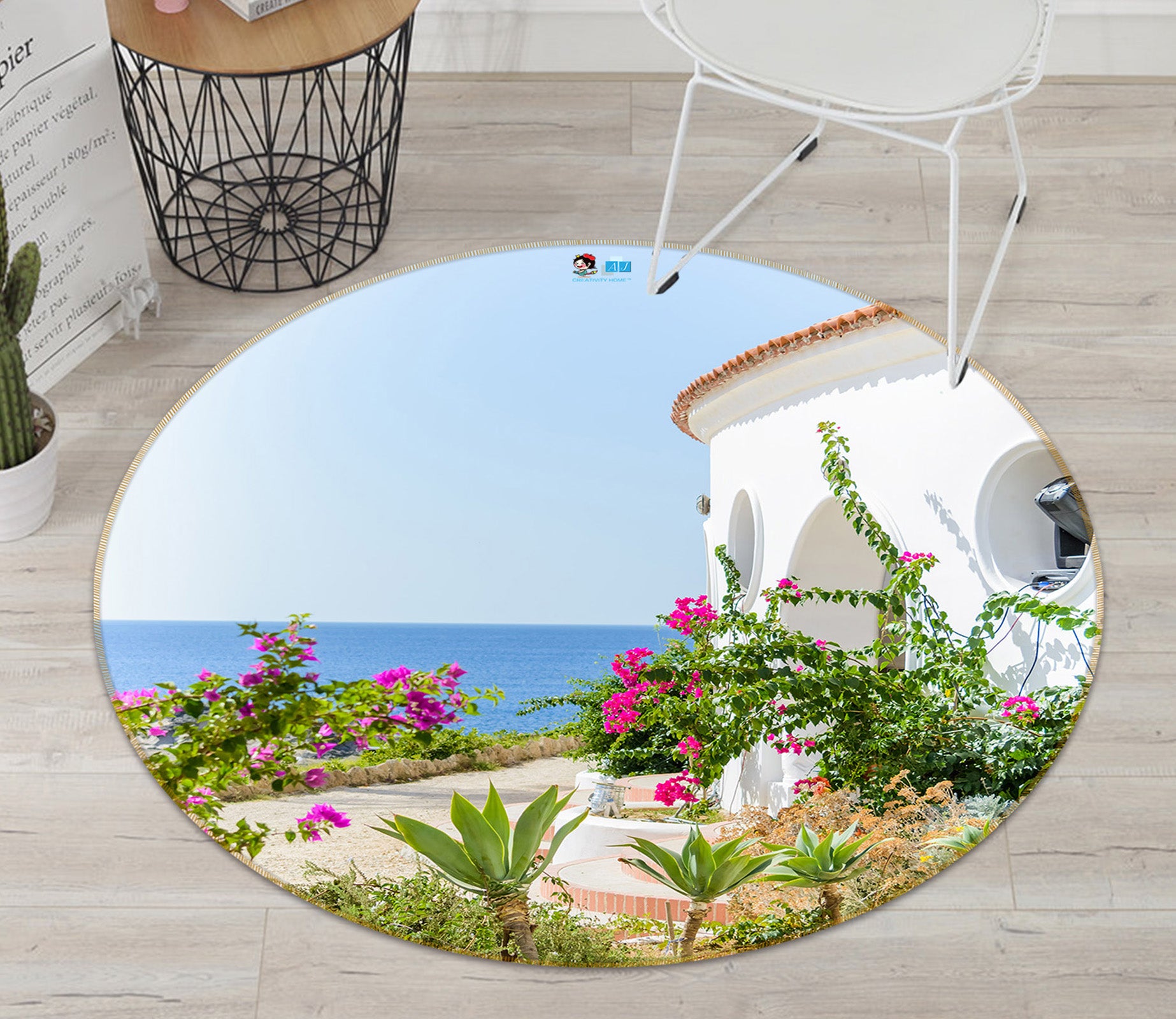 3D Cottage Arch 72038 Round Non Slip Rug Mat