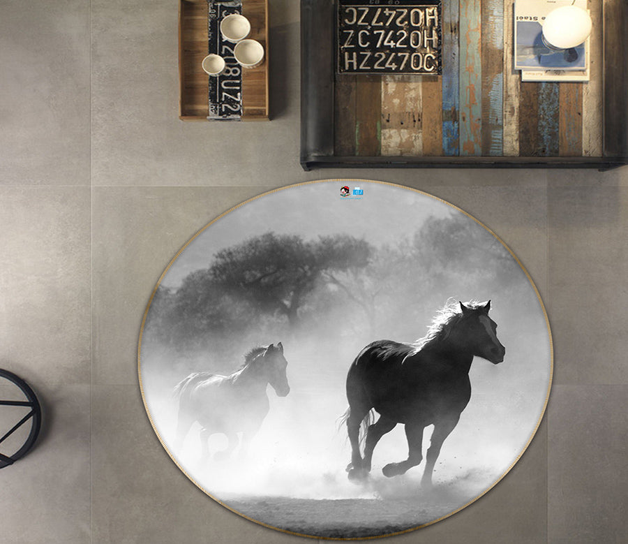 3D Horse 64096 Round Non Slip Rug Mat