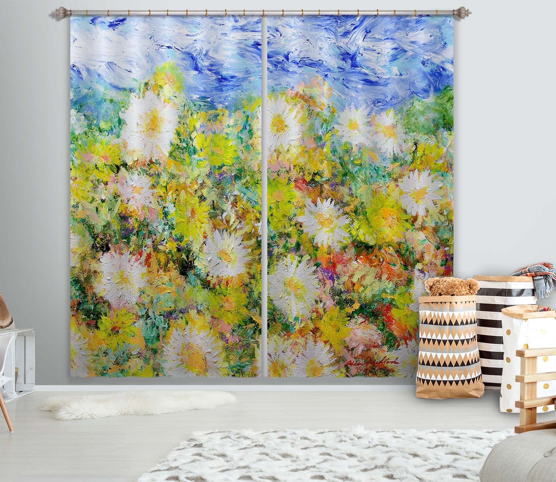 3D Little Chrysanthemum 265 Allan P. Friedlander Curtain Curtains Drapes Curtains AJ Creativity Home 