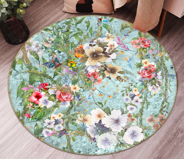3D Flowers 71248 Round Non Slip Rug Mat