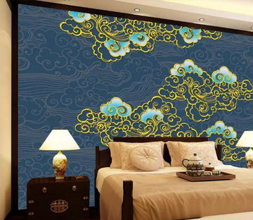 3D Golden Cloud WC516 Wall Murals