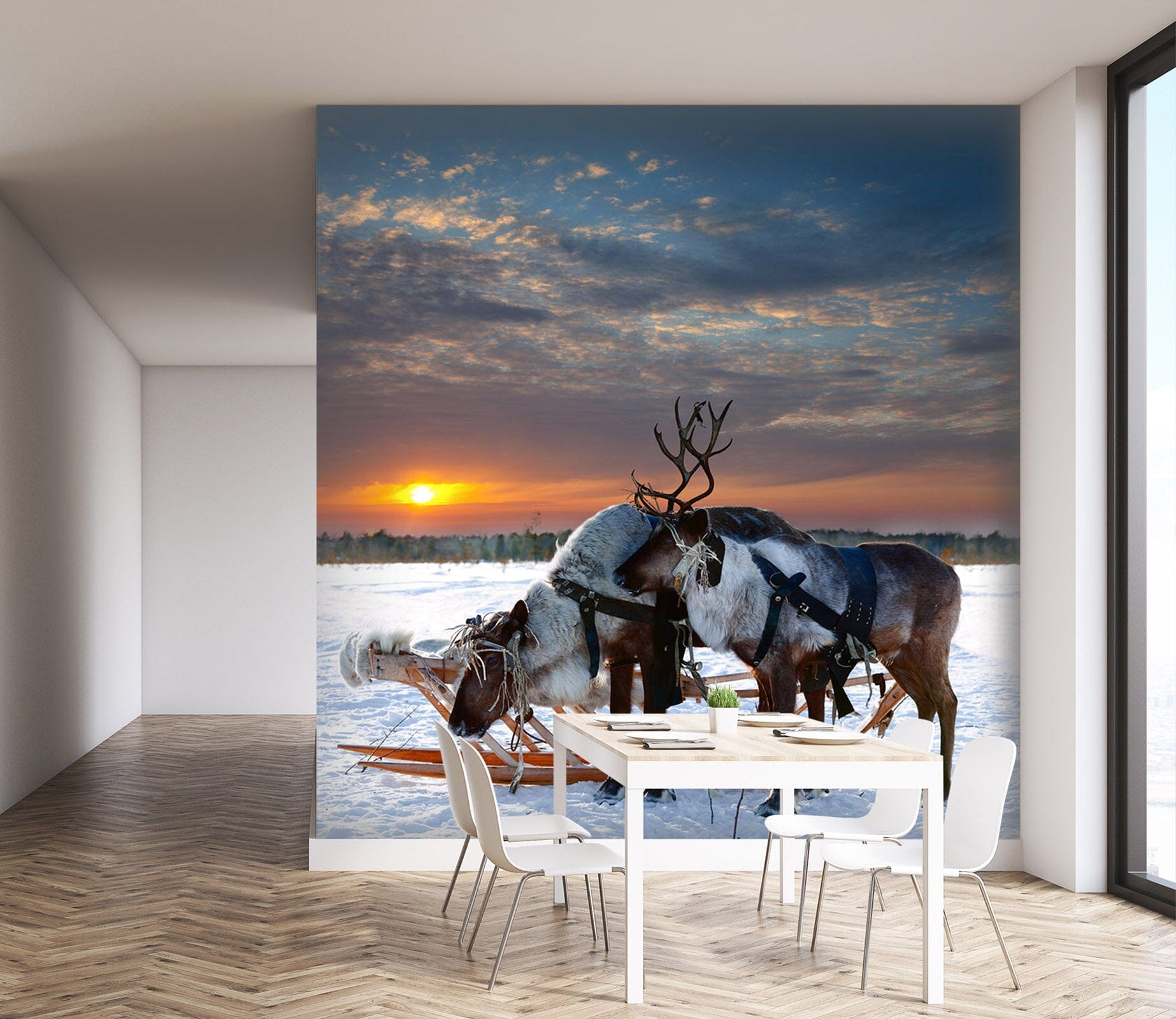3D Reindeer Sleigh 188 Wall Murals Wallpaper AJ Wallpaper 2 