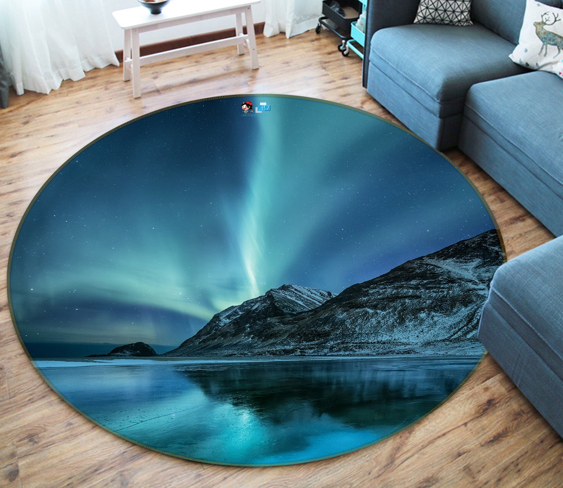 3D Aurora 69175 Round Non Slip Rug Mat