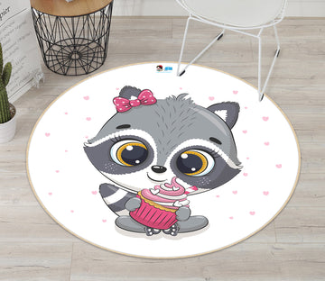 3D Cartoon Civet Cat 74214 Round Non Slip Rug Mat
