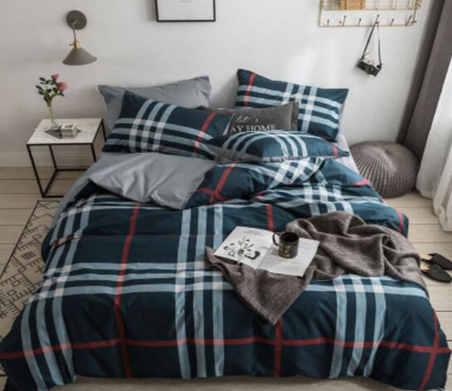 3D Dark Green Grid 15076 Bed Pillowcases Quilt