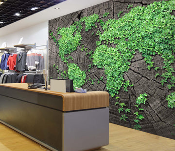 3D Stump Leaves 110 Wall Murals
