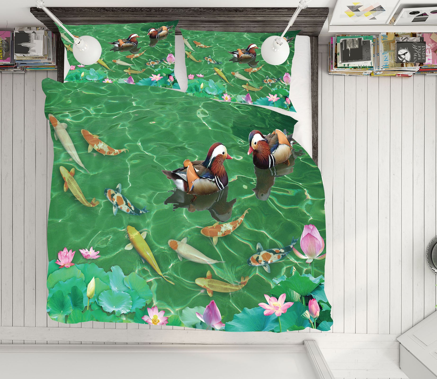 3D Mandarin Duck Fish 60198 Bed Pillowcases Quilt