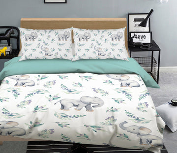 3D Elephant Rose 221 Uta Naumann Bedding Bed Pillowcases Quilt Quiet Covers AJ Creativity Home 