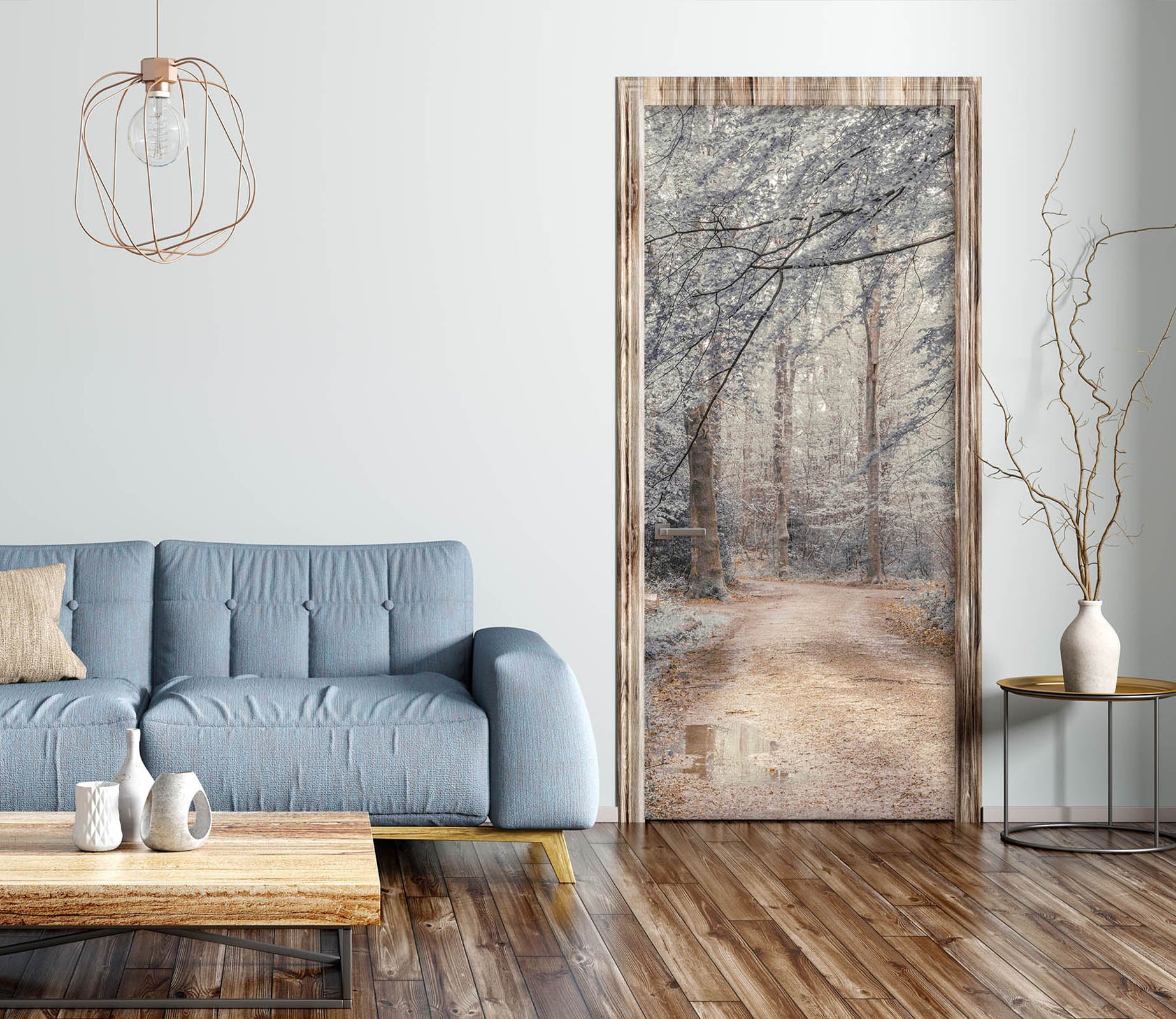 3D Grey Forest 5174 Assaf Frank Door Mural