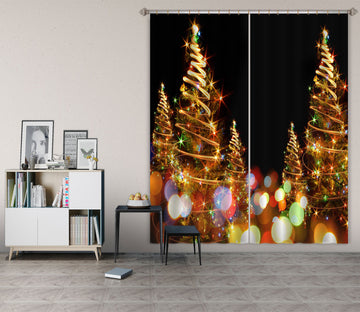 3D Tree Colored Lights 52006 Christmas Curtains Drapes Xmas