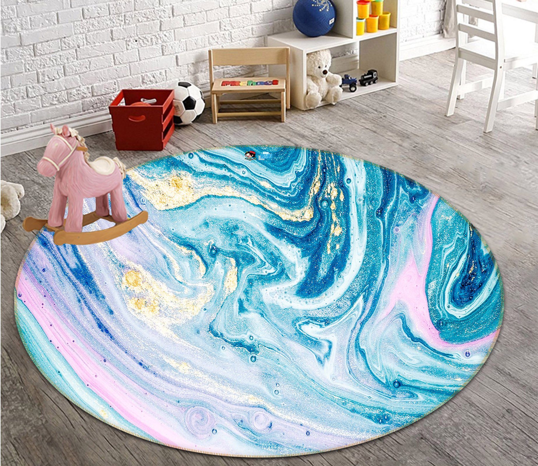 3D Pink Green Pattern 763 Round Non Slip Rug Mat Mat AJ Creativity Home 