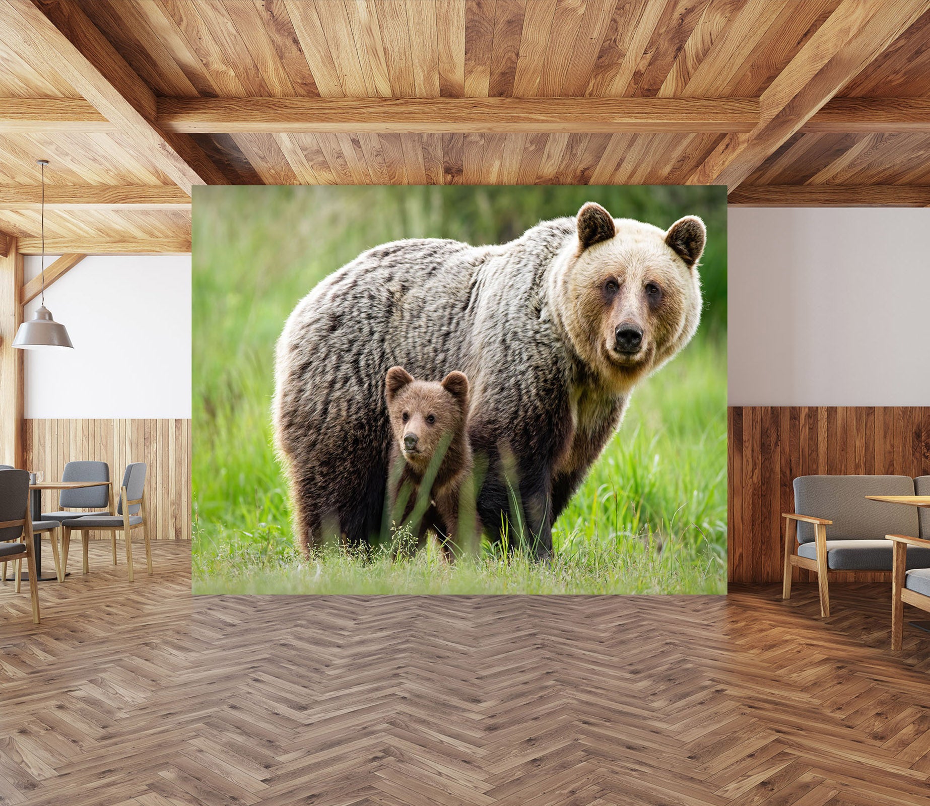 3D Big Small Bear 58002 Wall Murals