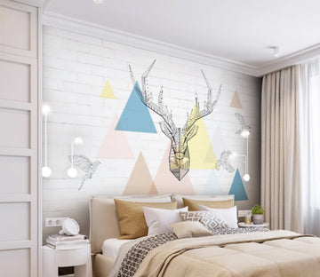 3D Black Deer Head WC1125 Wall Murals