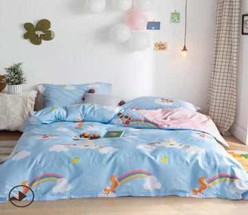 3D Light Blue Rainbow 14100 Bed Pillowcases Quilt