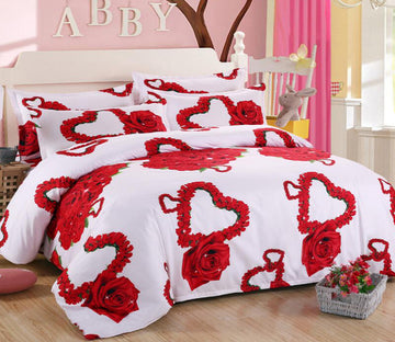 3D Love Rose 6002 Bed Pillowcases Quilt