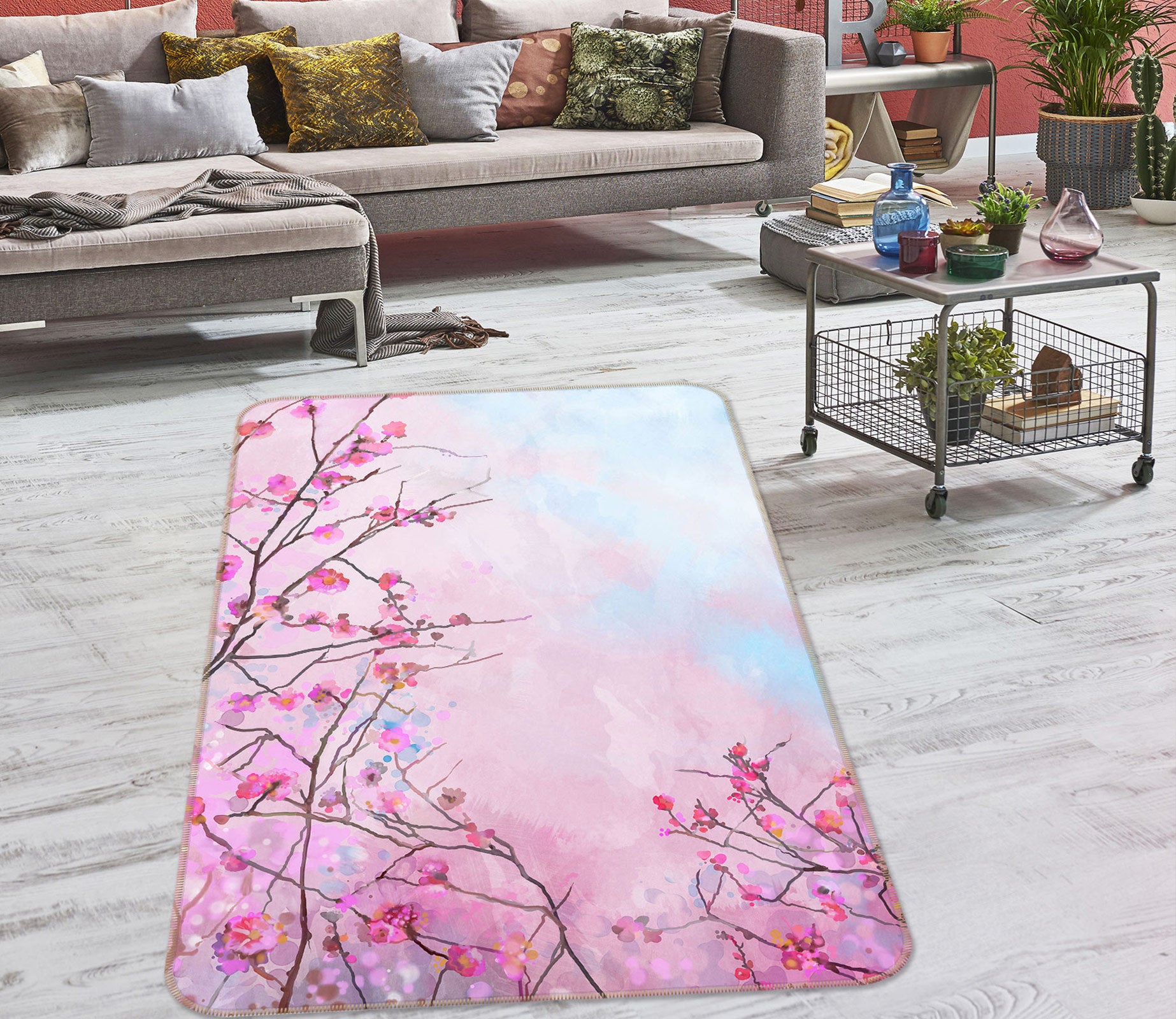 3D Pink Flower 33051 Non Slip Rug Mat