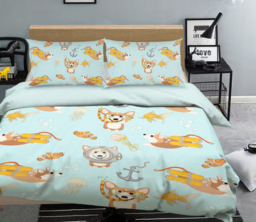 3D Corgi Jellyfish 208 Uta Naumann Bedding Bed Pillowcases Quilt Quiet Covers AJ Creativity Home 