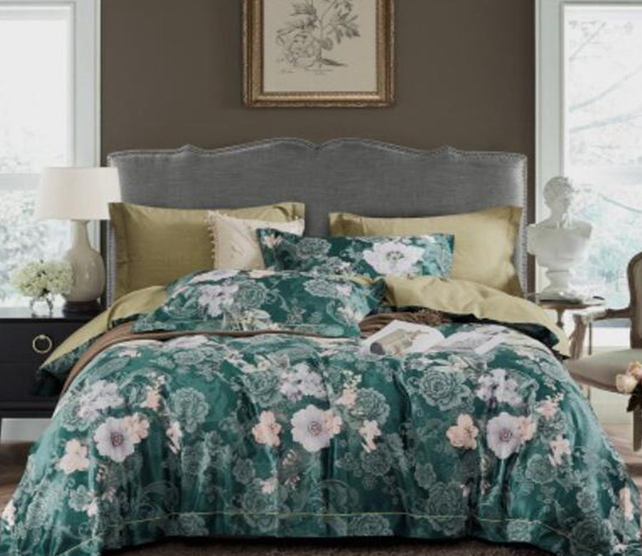 3D Dark Green Flower 14122 Bed Pillowcases Quilt