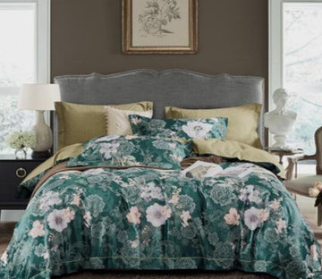 3D Dark Green Flower 14122 Bed Pillowcases Quilt