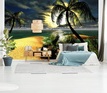 3D Coconut Tree Beach 1104 Wall Murals Wallpaper AJ Wallpaper 2 