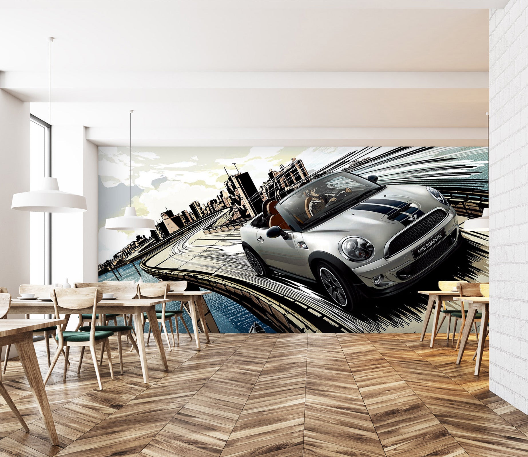 3D Road Sports Car 018 Vehicle Wall Murals
