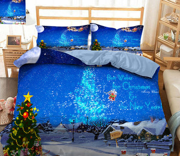 3D Christmas Tree Snow 45082 Christmas Quilt Duvet Cover Xmas Bed Pillowcases