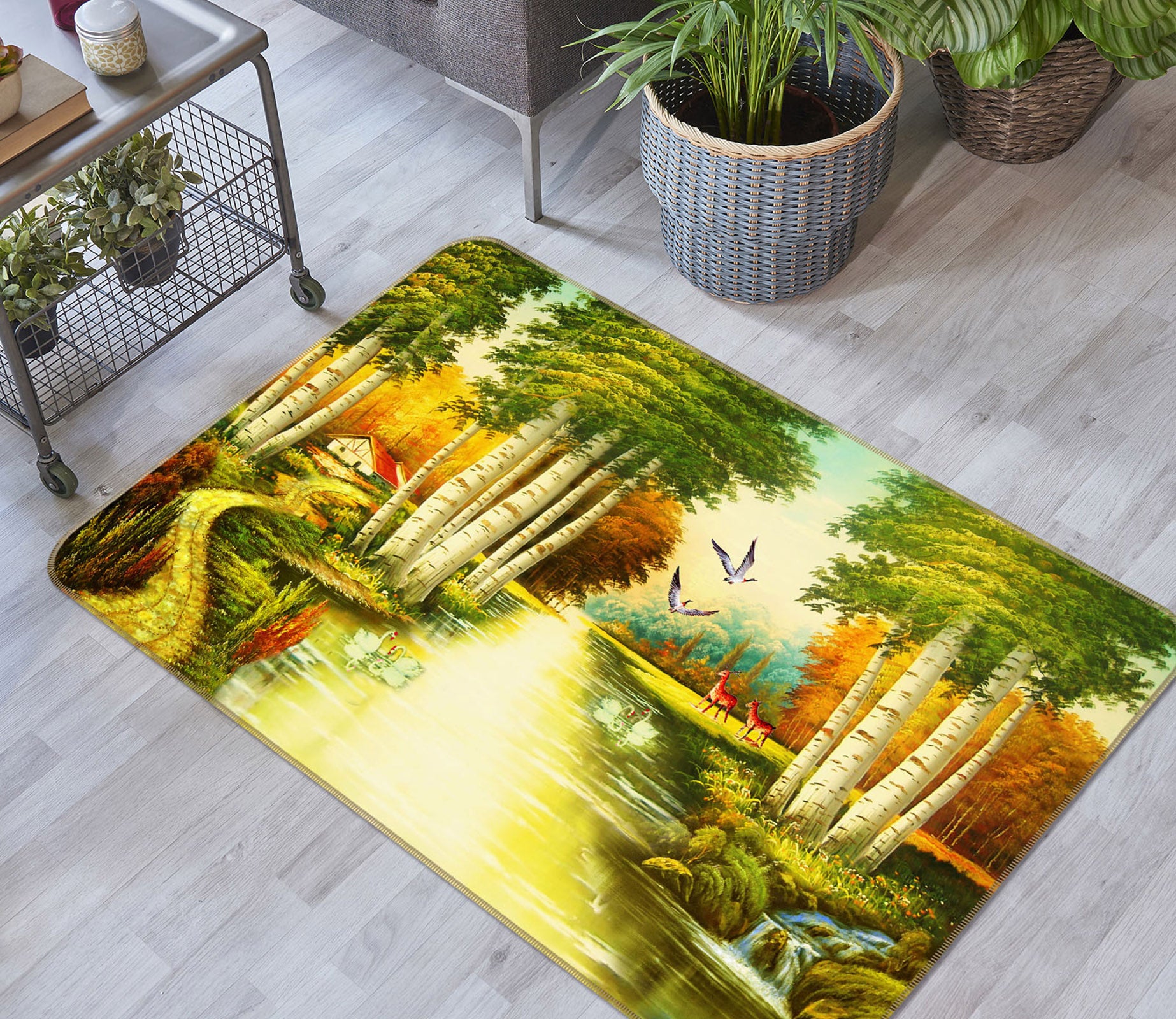 3D River Trees 33172 Non Slip Rug Mat