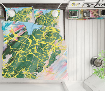 3D Yellow Green Lines 16025 Bed Pillowcases Quilt