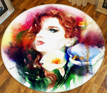 3D Flower Beauty 36222 Round Non Slip Rug Mat
