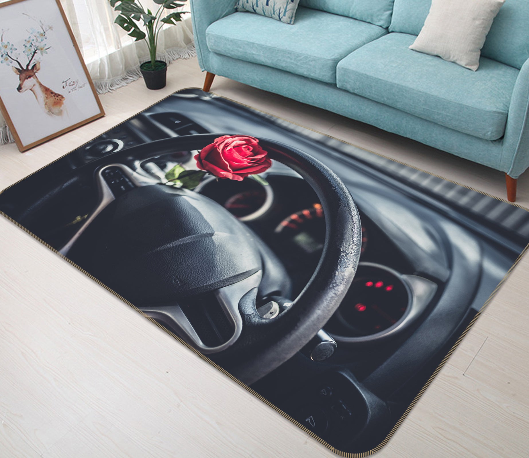 3D Car Steering Wheel 67224 Vehicle Non Slip Rug Mat