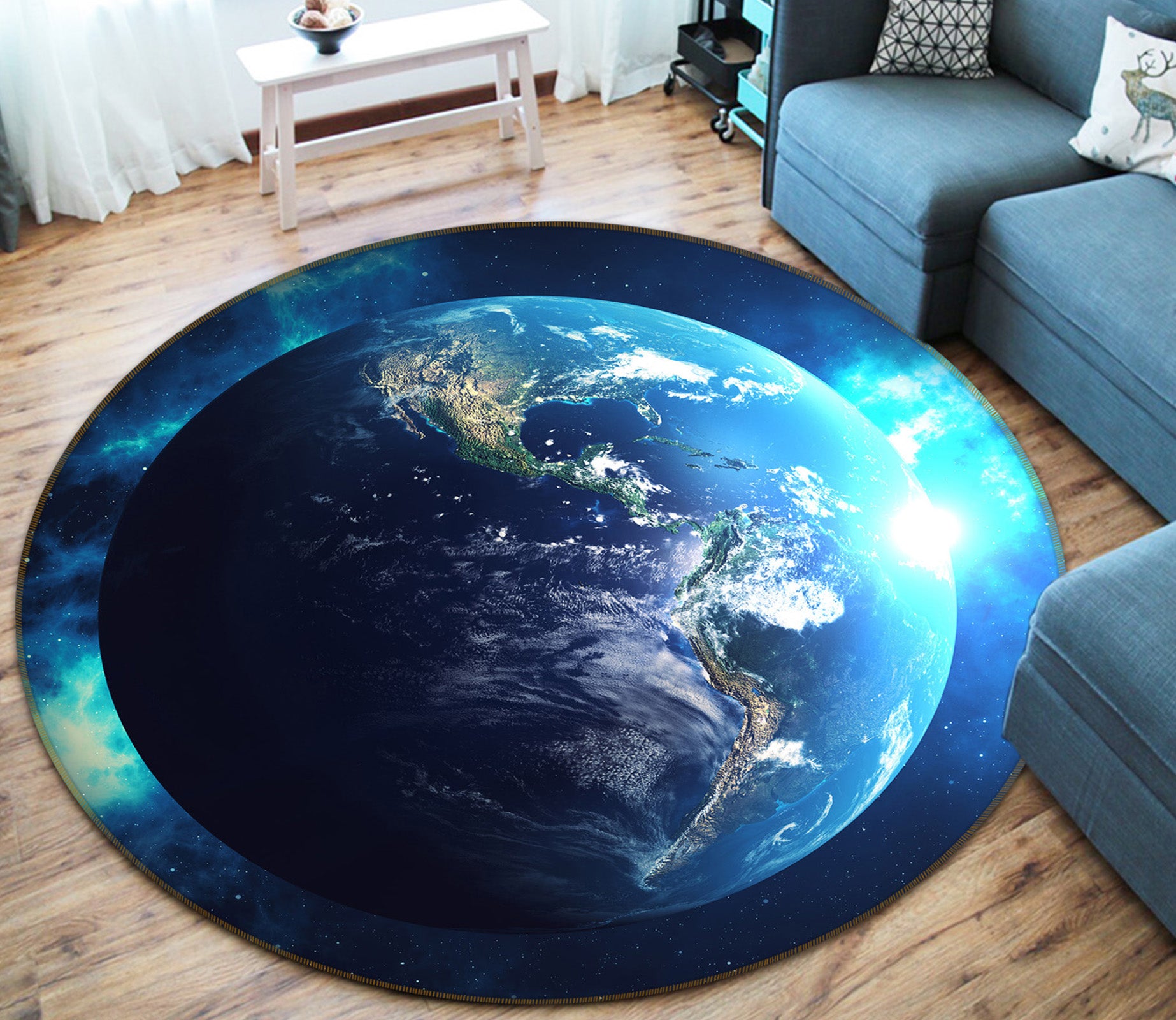 3D Earth 71243 Round Non Slip Rug Mat